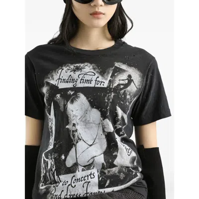 Dolce & Gabbana Graphic Print Cotton T-shirt With Ribbed Neck In Black