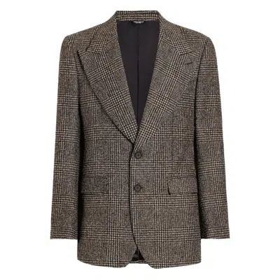 Dolce & Gabbana Single-breasted Felted Jacket In Brown