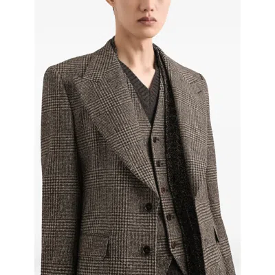 Dolce & Gabbana Single-breasted Felted Jacket In Brown