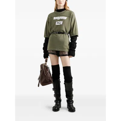 Dolce & Gabbana Panelled Graphic-print T-shirt In Green