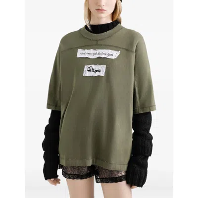 Dolce & Gabbana Panelled Graphic-print T-shirt In Green
