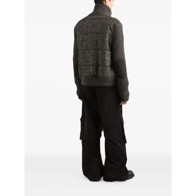 Dolce & Gabbana Herringbone-pattern Ribbed-knit Bomber Jacket In Gray