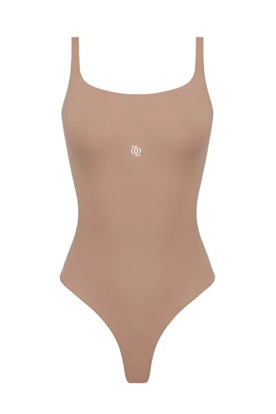 God Save Queens Women's Neutrals Second Skin Square-neck Bodysuit Nude In Brown