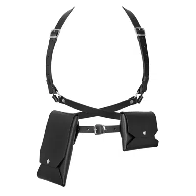 Badass & Goddess Leather Women's Black / Silver Set Of Real Leather Harness Artemis With Two Pouches - Black With Silver Buck In Multi