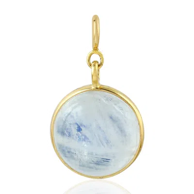 Artisan Women's Yellow Gold Pendant With Moonstone Gemstone Moon Charm In Gold