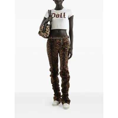 Dolce & Gabbana Graphic Print Cropped Top With Short Sleeves In White