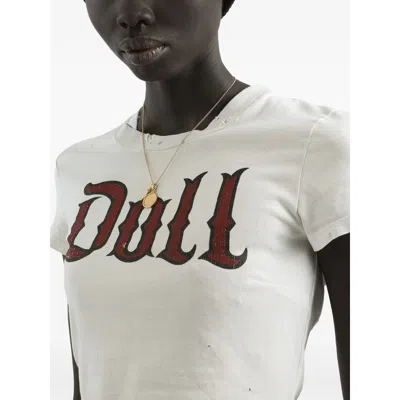 Dolce & Gabbana Graphic Print Cropped Top With Short Sleeves In White