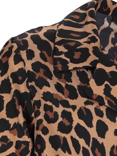 Balmain Leopard Print Silk Bowling Shirt In Brown