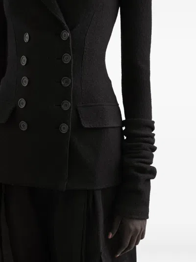 Dolce & Gabbana Double-breasted Jacket In Wool Cloth In Black