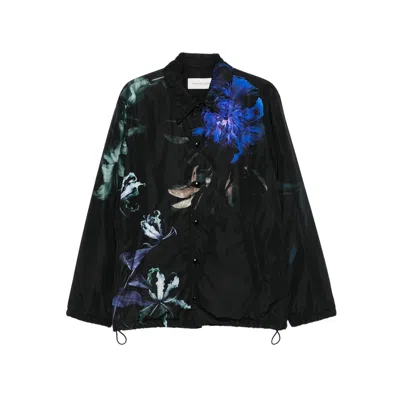 Dries Van Noten Floral Print Blazer Long Sleeves In Black