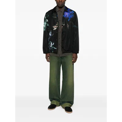 Dries Van Noten Floral Print Blazer Long Sleeves In Black