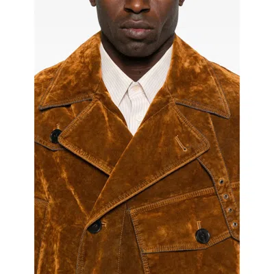 Dries Van Noten Velvet Biker Jacket Puffer Jackets Multicolor In Brown
