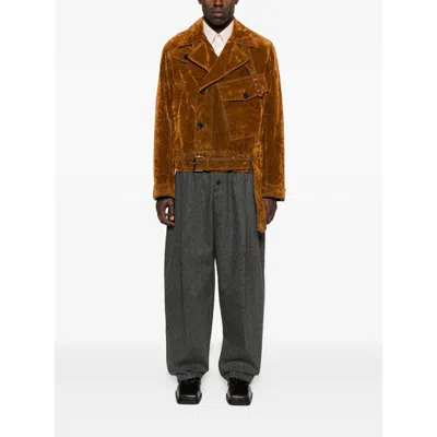 Dries Van Noten Velvet Biker Jacket Puffer Jackets Multicolor In Brown