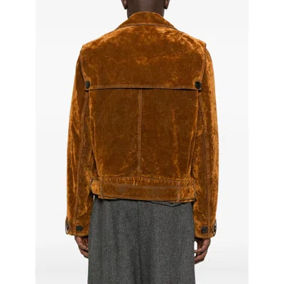 Dries Van Noten Velvet Biker Jacket Puffer Jackets Multicolor In Brown