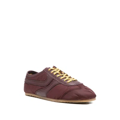 Dries Van Noten Low-top Nylon Running Sneakers With Leather Inserts In Red