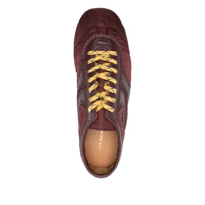 Dries Van Noten Low-top Nylon Running Sneakers With Leather Inserts In Red