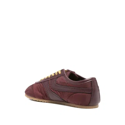 Dries Van Noten Low-top Nylon Running Sneakers With Leather Inserts In Red