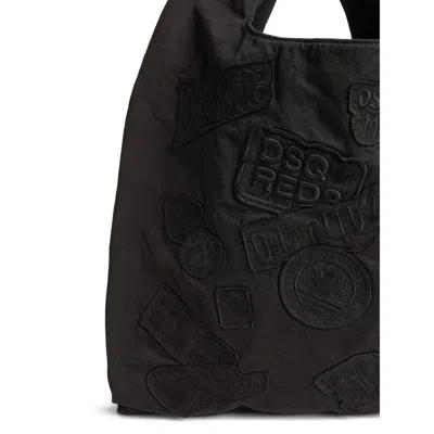 Dsquared2 Black Canvas Tote With Patches Men In Black