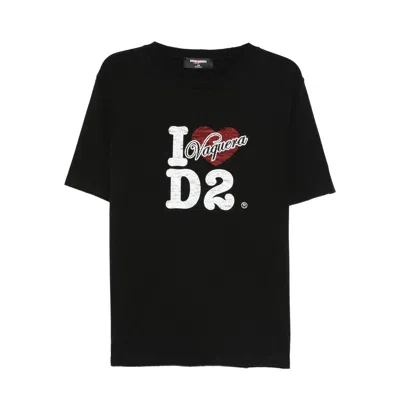 Dsquared2 Vaquera Loves D2 T-shirt In Black