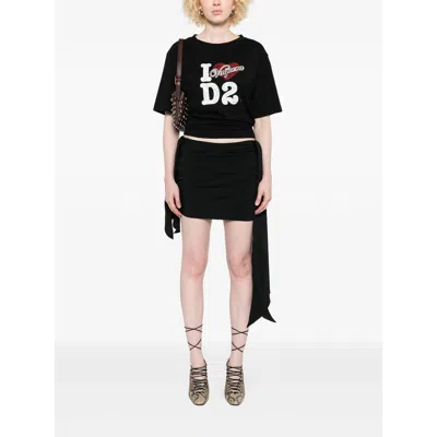 Dsquared2 Vaquera Loves D2 T-shirt In Black