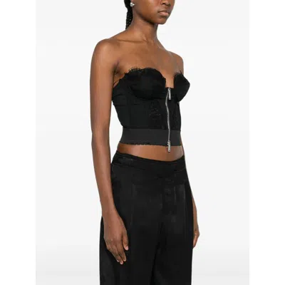 Dsquared2 Strapless Lace Cropped Corset Top In Black