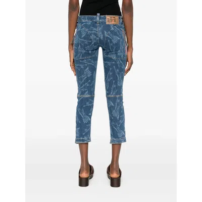 Dsquared2 Statue Of Liberty Printed Skinny Jeans In Blue