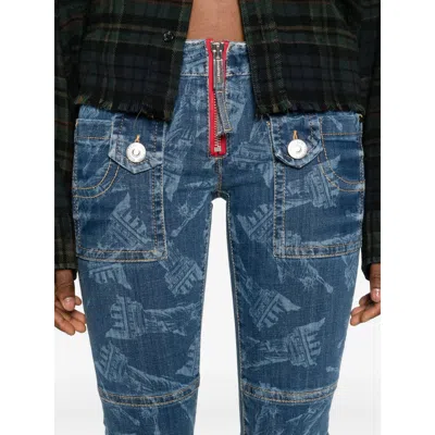 Dsquared2 Statue Of Liberty Printed Skinny Jeans In Blue