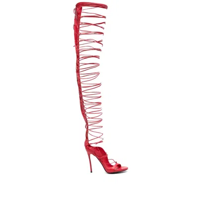 Dsquared2 Lace-up Stiletto Sandals In Red