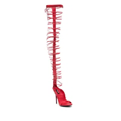 Dsquared2 Lace-up Stiletto Sandals In Red