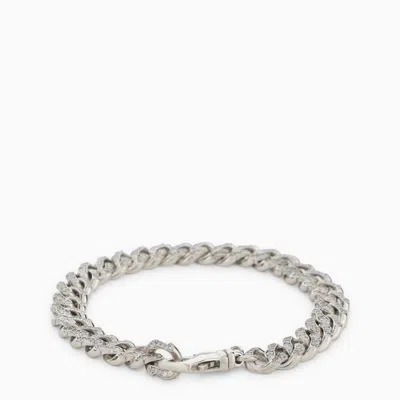 Emanuele Bicocchi Sterling Silver 925 Chain Bracelet With Small Crystals In Metallic
