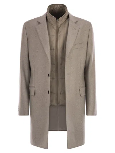Fay Men Double Coat In Wool And Cashmere Cloth In Brown