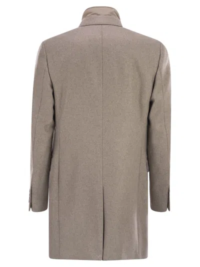 Fay Men Double Coat In Wool And Cashmere Cloth In Brown