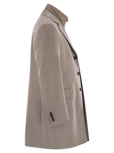 Fay Men Double Coat In Wool And Cashmere Cloth In Brown