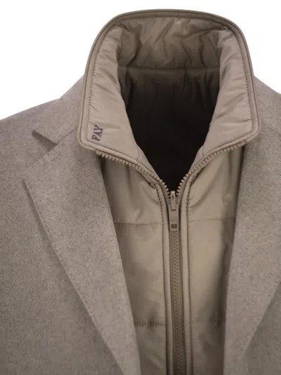 Fay Men Double Coat In Wool And Cashmere Cloth In Brown
