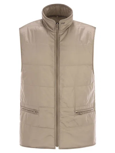Fay Men Double Coat In Wool And Cashmere Cloth In Brown