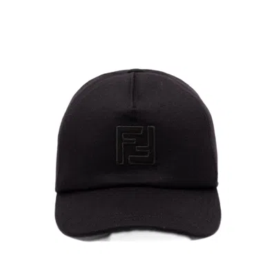 Fendi Cashmere And Wool Cap Featuring Embroidery In Black