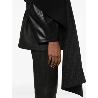 Fendi Women Ff Wool Coat In Black