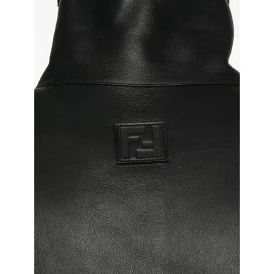 Fendi Leather Bomber Jacket In Black