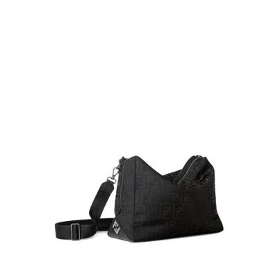 Fendi Large Lui Ff-pattern Messenger Bag In Black