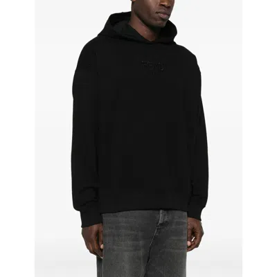 Fendi Men Sweatshirt With Logo In Black