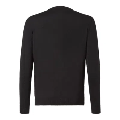Fendi Knit Sweater With Ribbed Cuffs And Pocket In Black