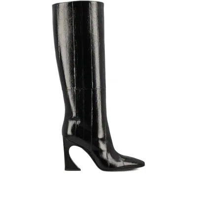 Fendi 95mm Arco Panelled Knee-high Boots In Black