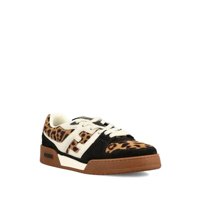 Fendi Low-top Platform In Multicolor Cavallino Calfskin And Suede In Multi