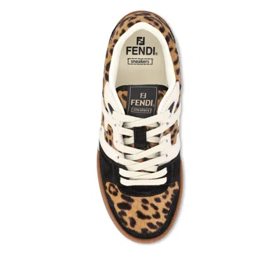 Fendi Low-top Platform In Multicolor Cavallino Calfskin And Suede In Multi