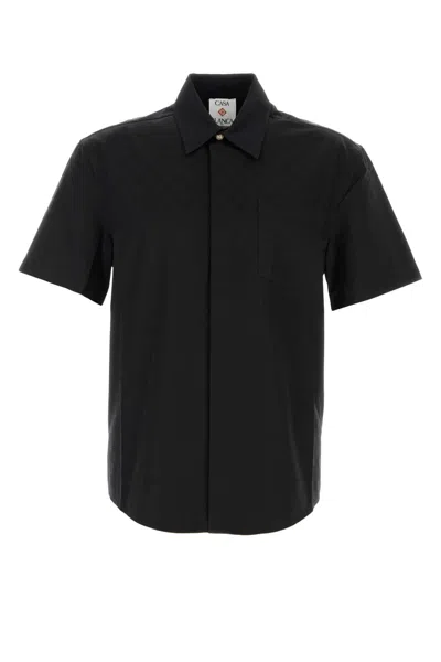 Casablanca Short Sleeve Poplin Shirt With Chest Pocket In Black
