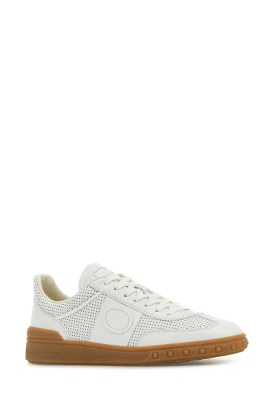 Valentino Garavani Nappa Leather Upvillage Round Toe Sneakers In White