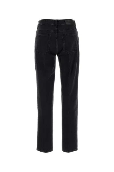 7 For All Mankind Five-pocket Stretch Denim Tapered Trousers In Black