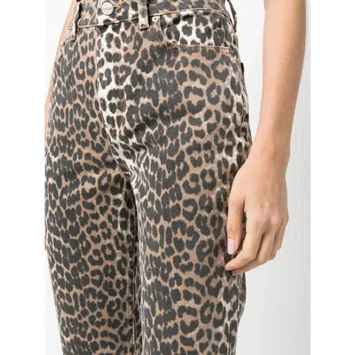 Ganni Jeans Brown In Animal Print