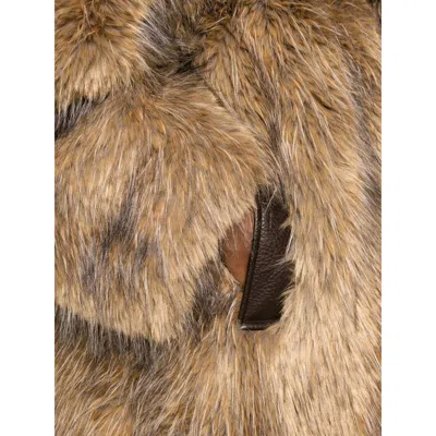 Ganni Notched-lapel Faux-fur Coat In Brown