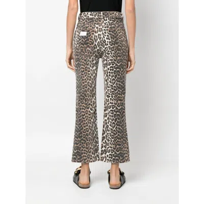 Ganni Jeans Brown In Animal Print